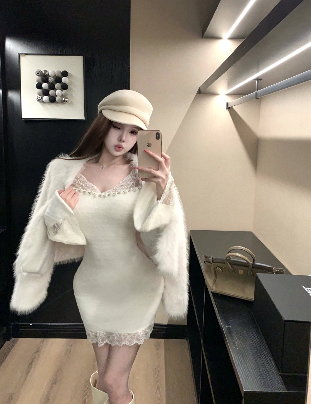 Imitation of mink hair coat elmo fur coat