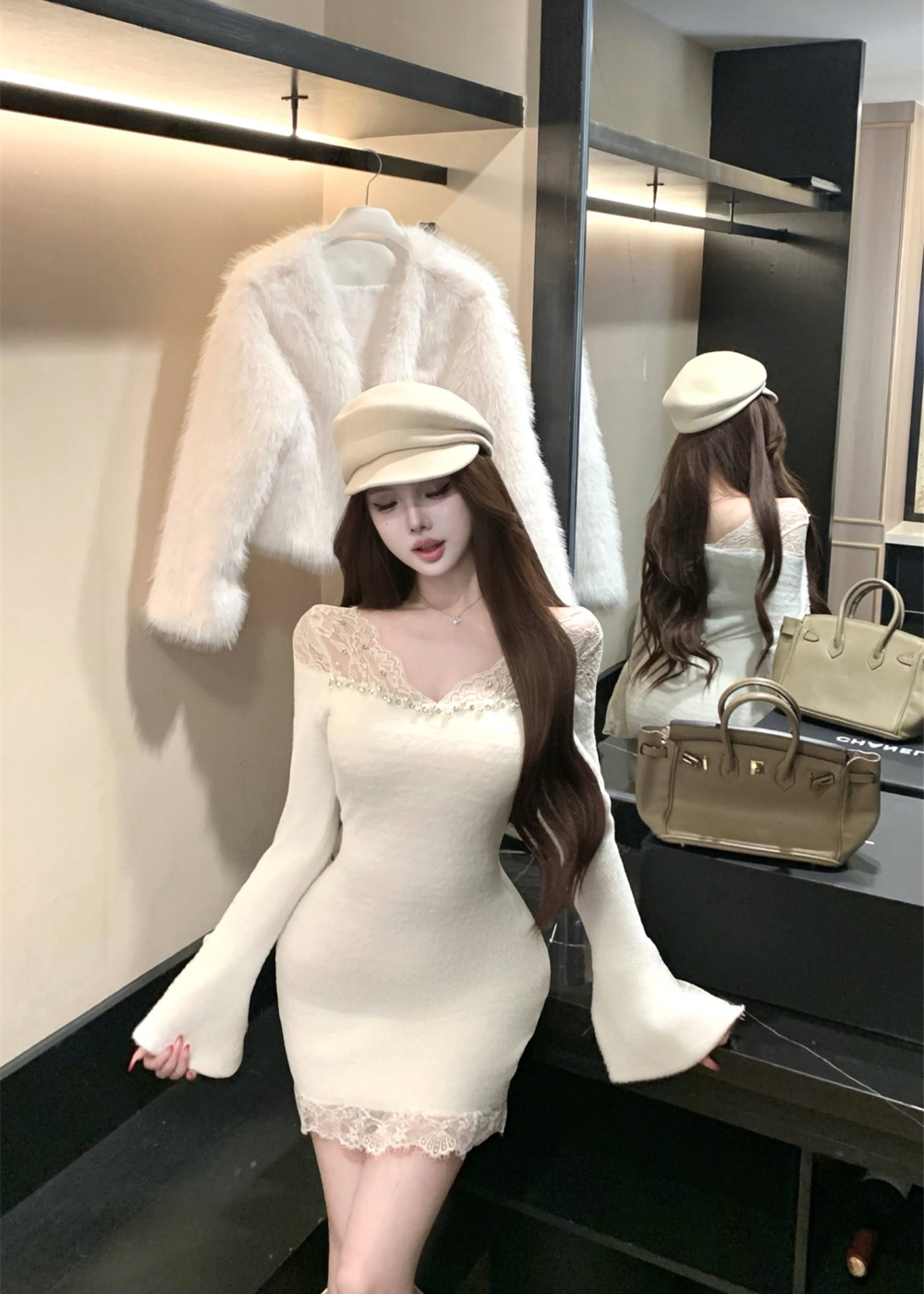 Splice sexy package hip autumn and winter dress for women