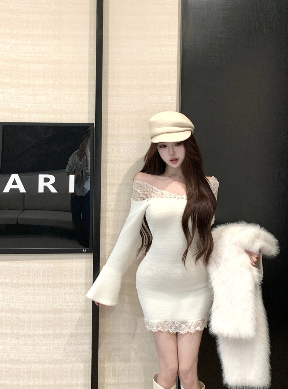 Splice sexy package hip autumn and winter dress for women