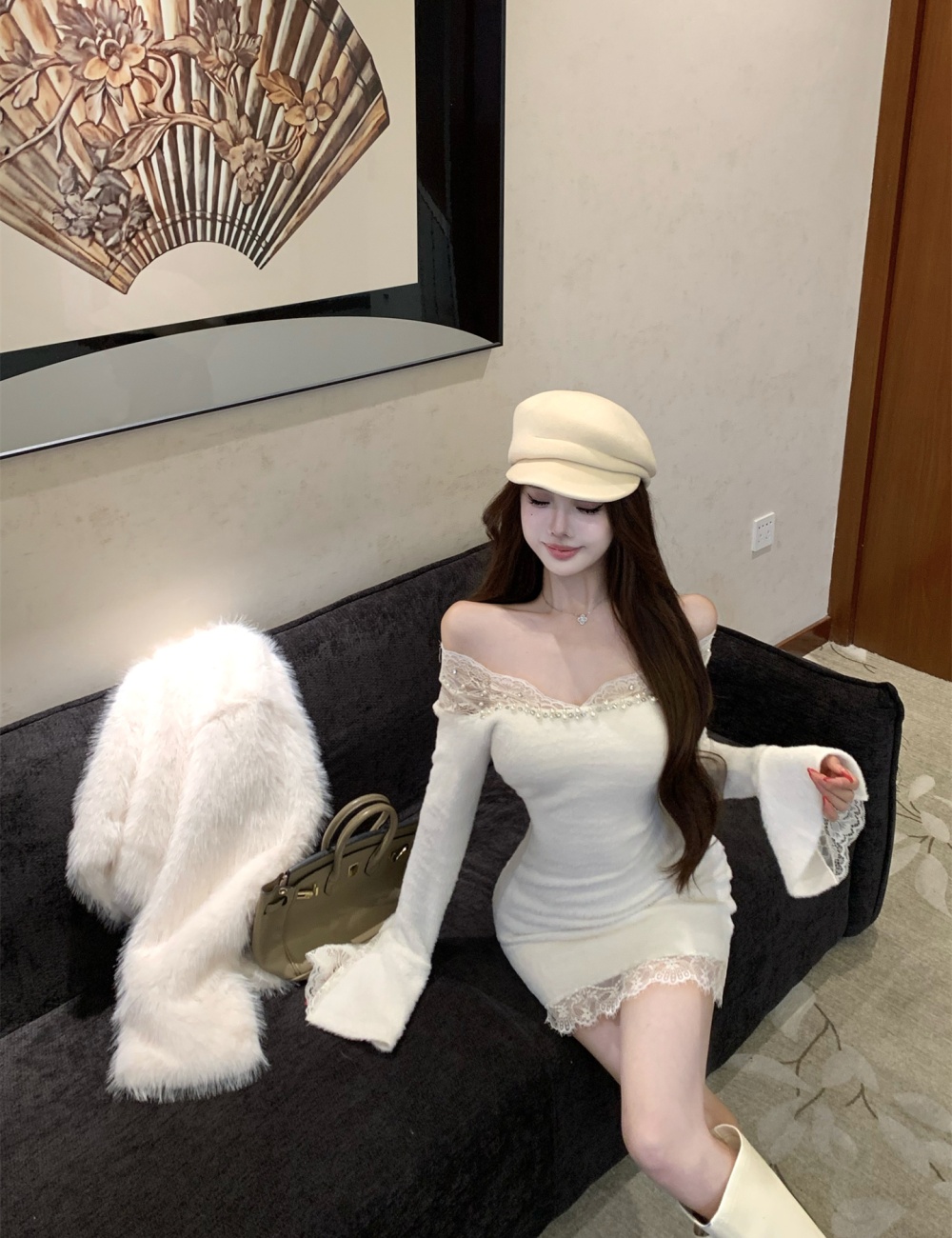 Splice sexy package hip autumn and winter dress for women