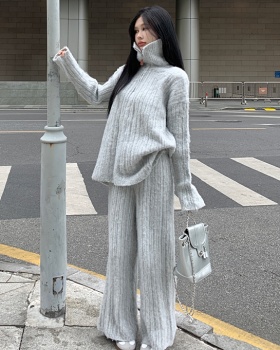 Wide leg sweater long pants a set for women