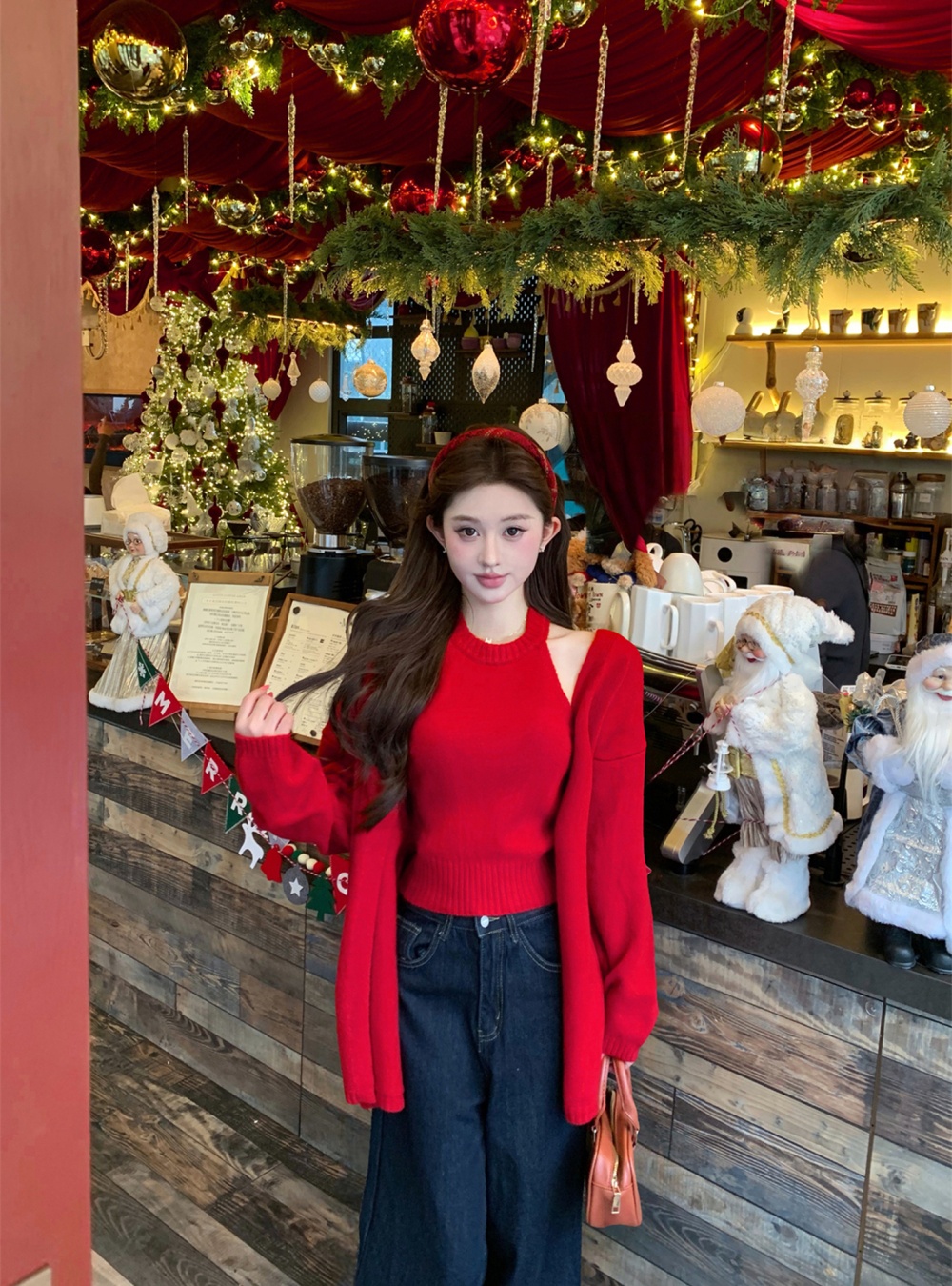 Wool knitwear sweater loose tops 2pcs set for women