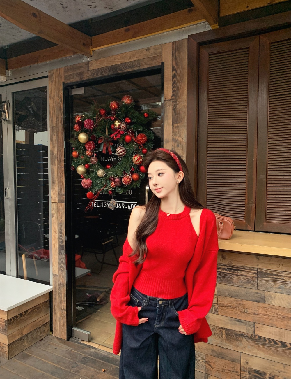 Wool knitwear sweater loose tops 2pcs set for women