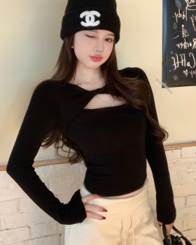 Hollow long sleeve T-shirt