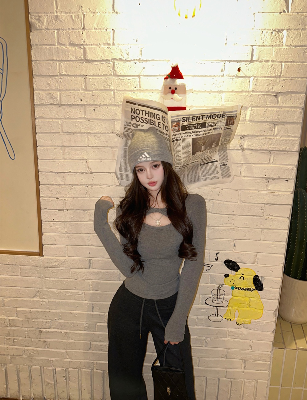 Hollow long sleeve T-shirt