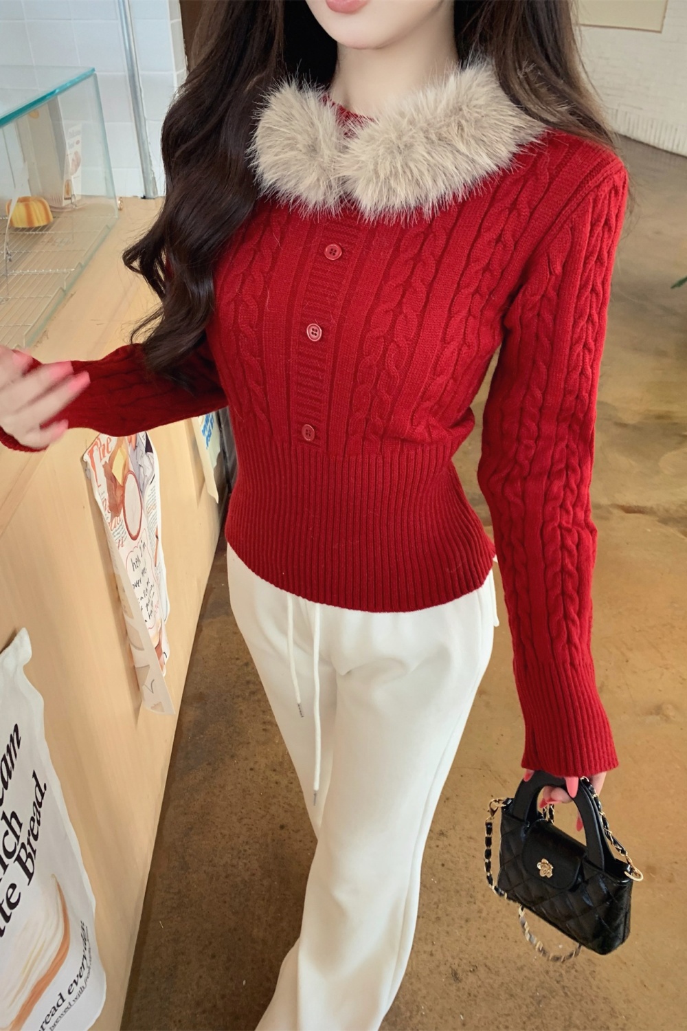 Thermal sweater retro small shirt for women