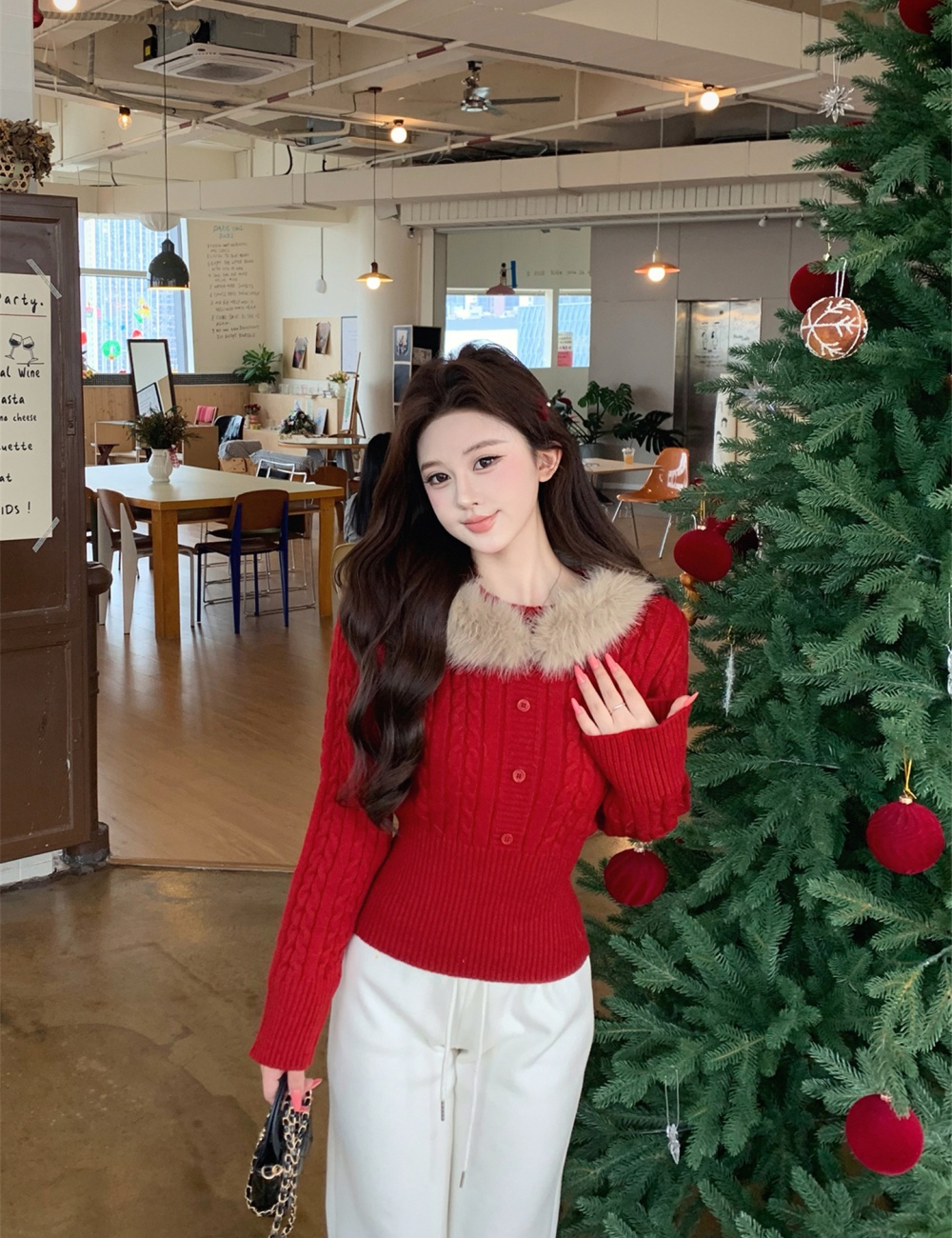 Thermal sweater retro small shirt for women