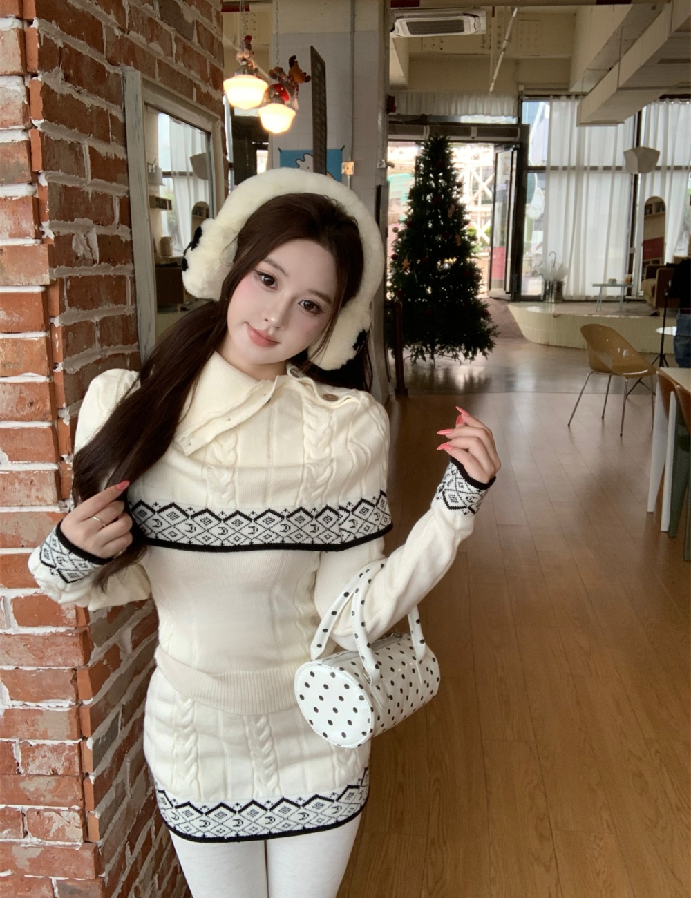 Autumn and winter knitted fashion christmas dress 3pcs set