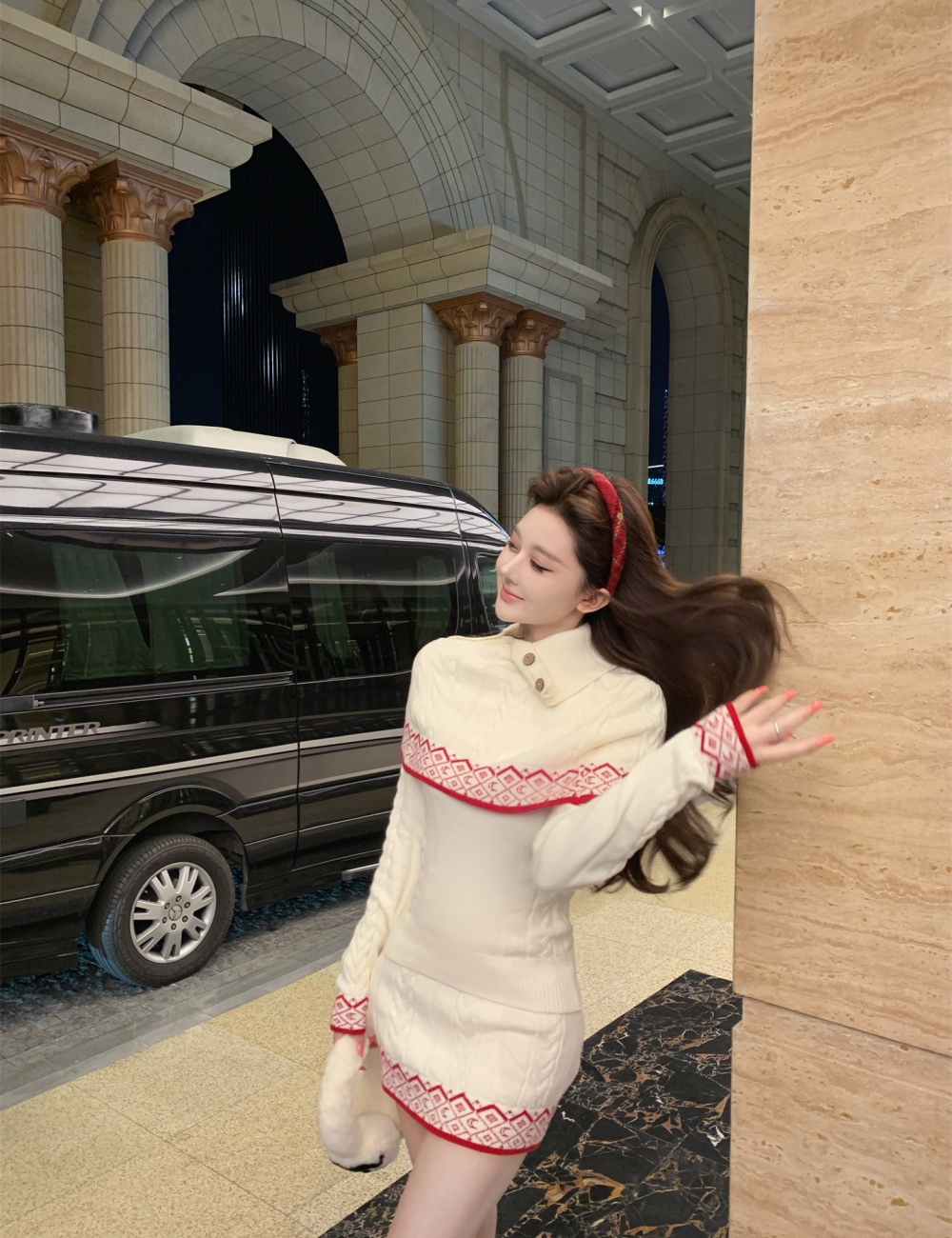 Autumn and winter knitted fashion christmas dress 3pcs set