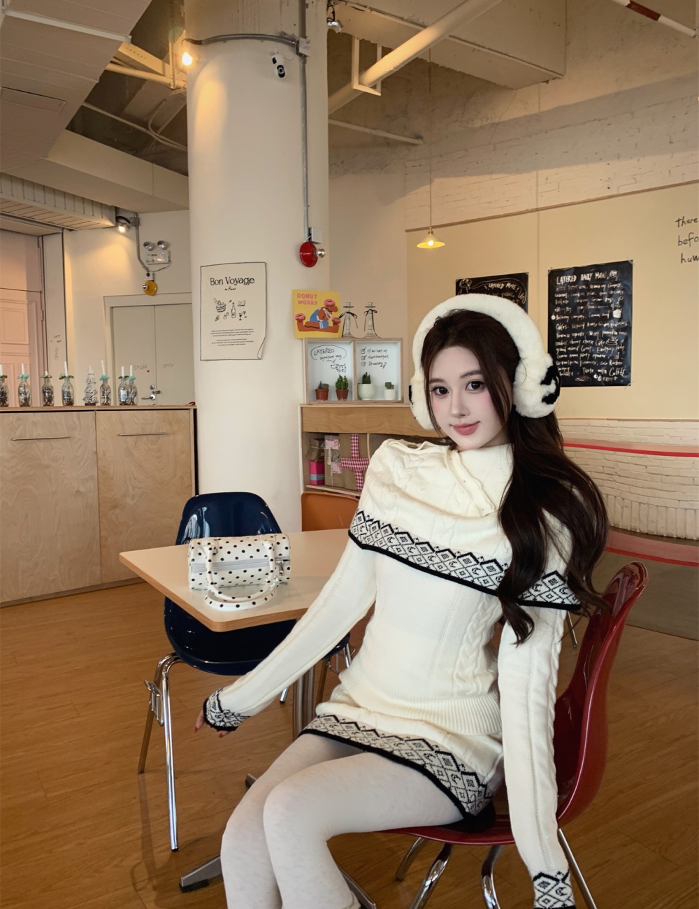 Autumn and winter knitted fashion christmas dress 3pcs set