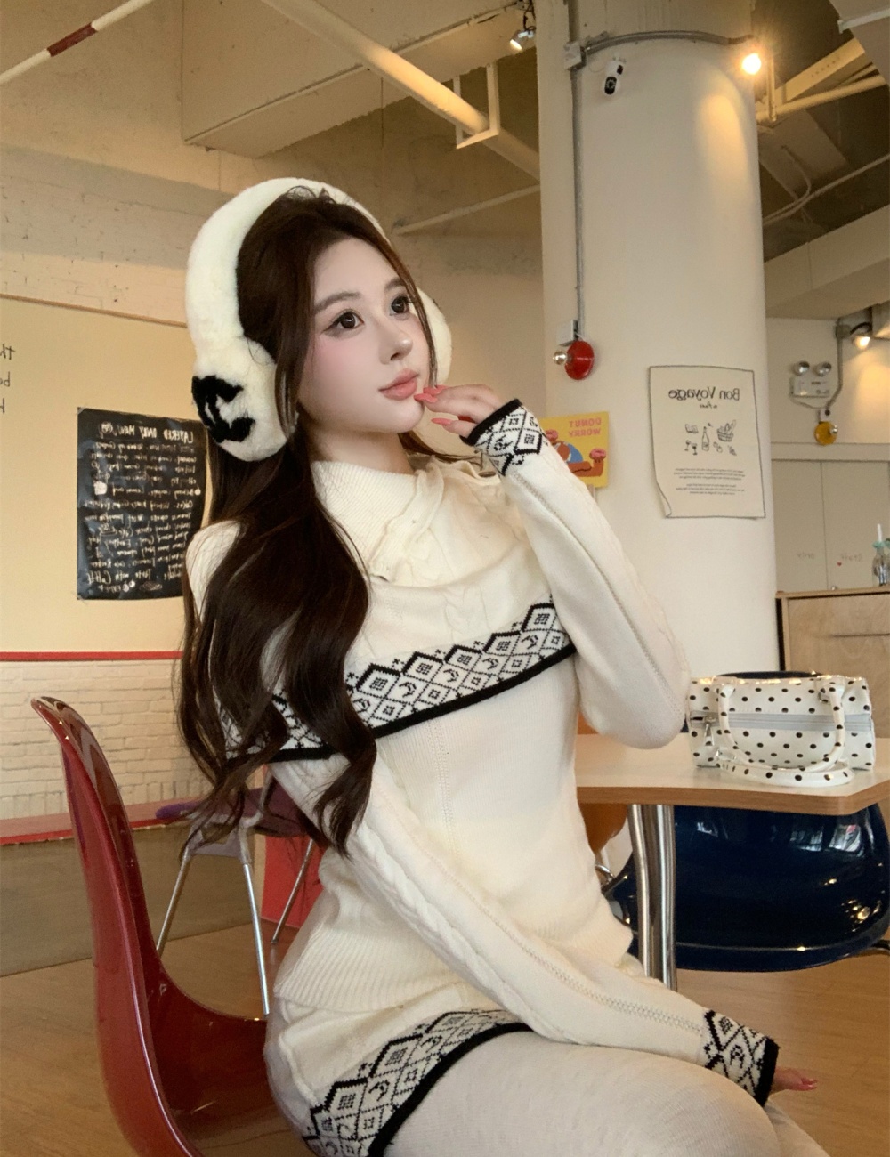 Autumn and winter knitted fashion christmas dress 3pcs set