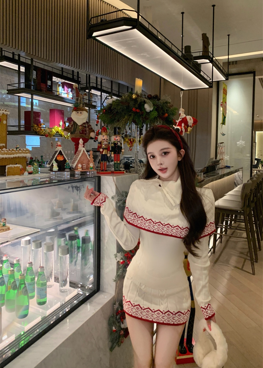 Autumn and winter knitted fashion christmas dress 3pcs set