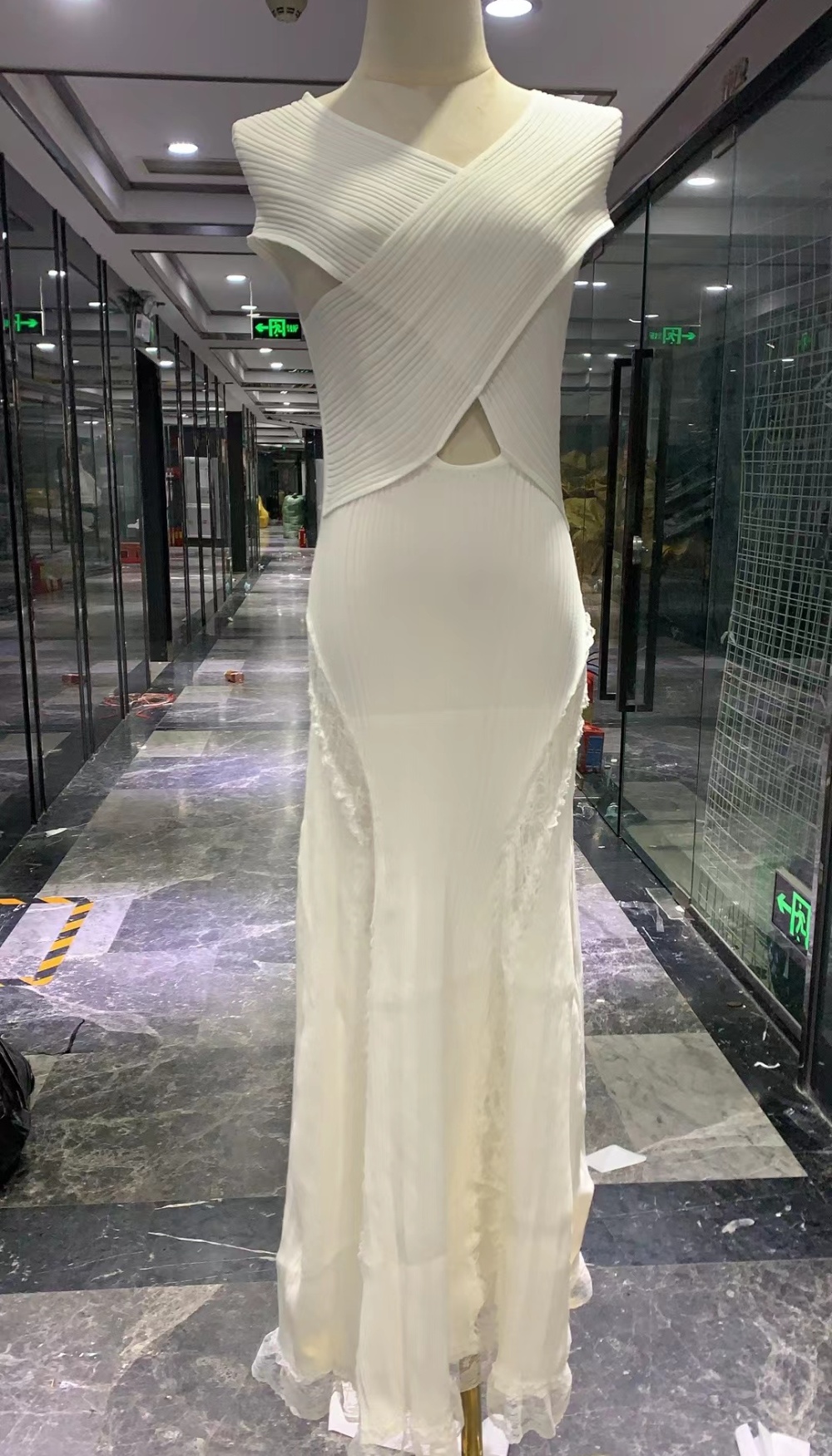 France style all-match long knitted cross temperament dress