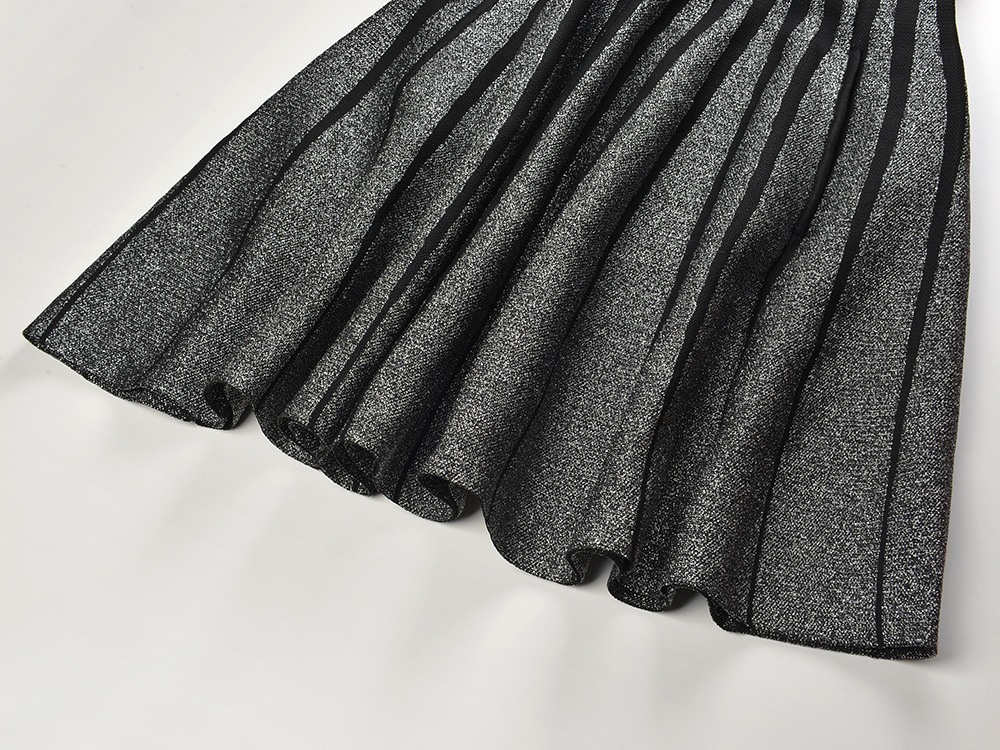 France style mixed colors dress vertical stripes T-back