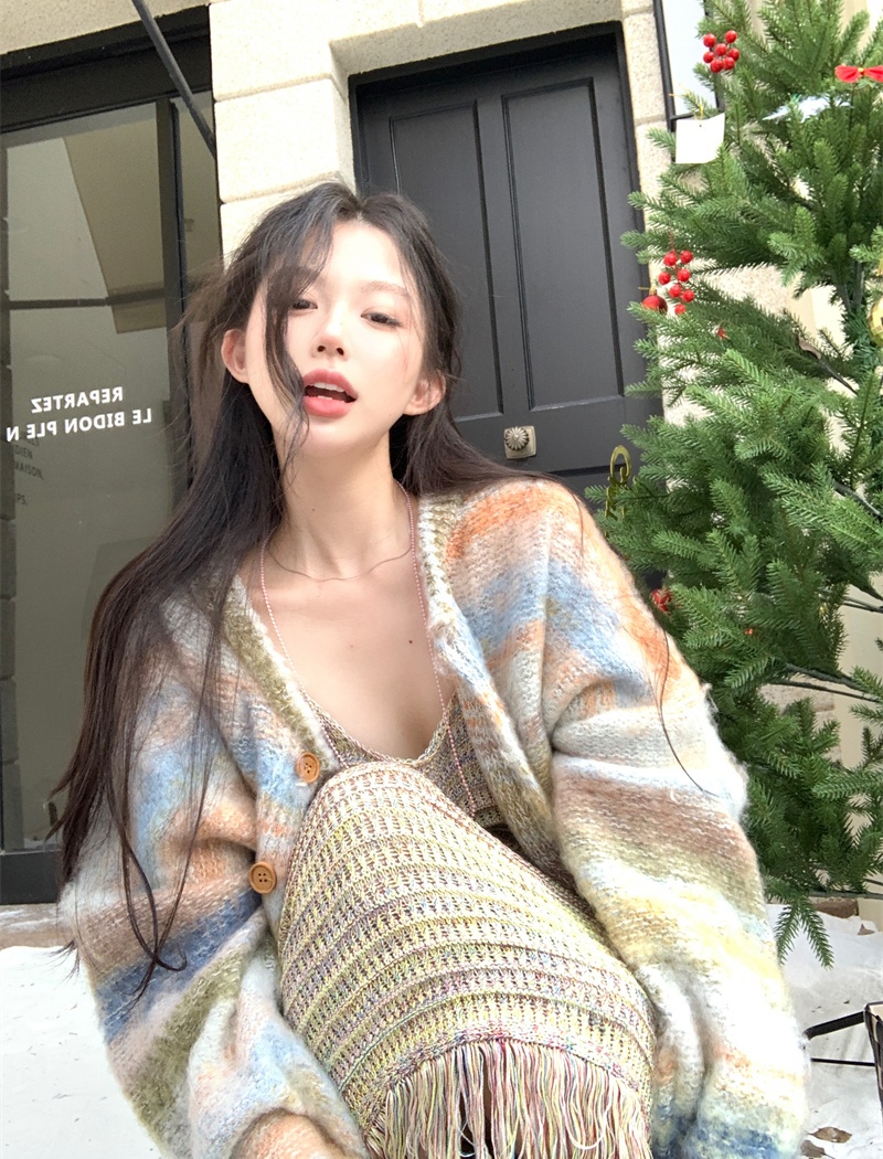 Colors autumn and winter coat tie dye sweater