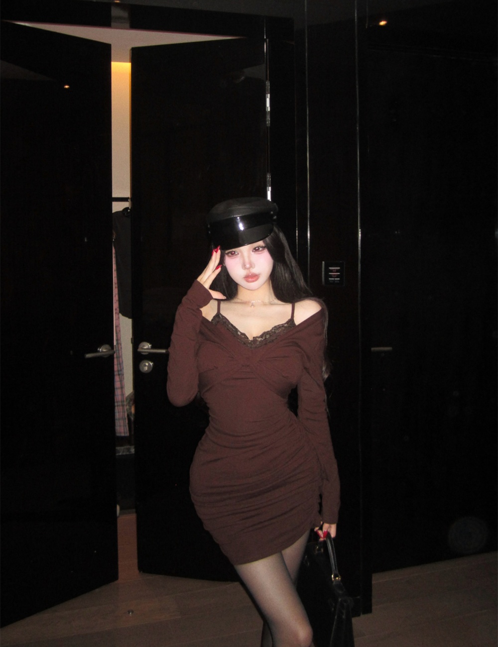 Spicegirl V-neck enticement lace slim pinched waist dress