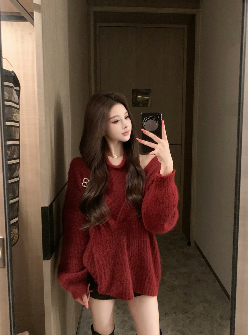 Unique lazy sweater outside the ride vest 2pcs set