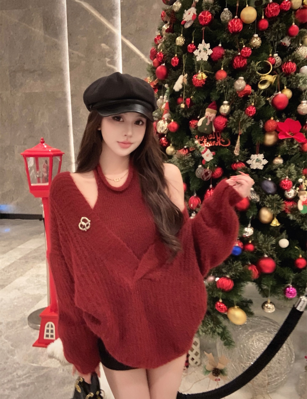 Unique lazy sweater outside the ride vest 2pcs set