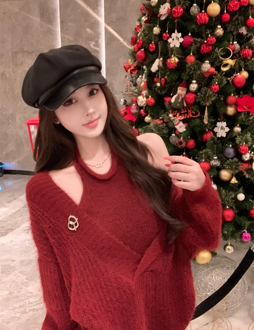 Unique lazy sweater outside the ride vest 2pcs set