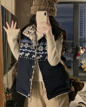 Winter lamb fur waistcoat wear thick coat