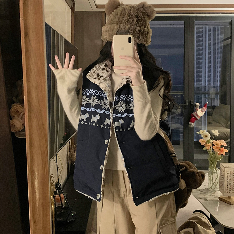 Winter lamb fur waistcoat wear thick coat