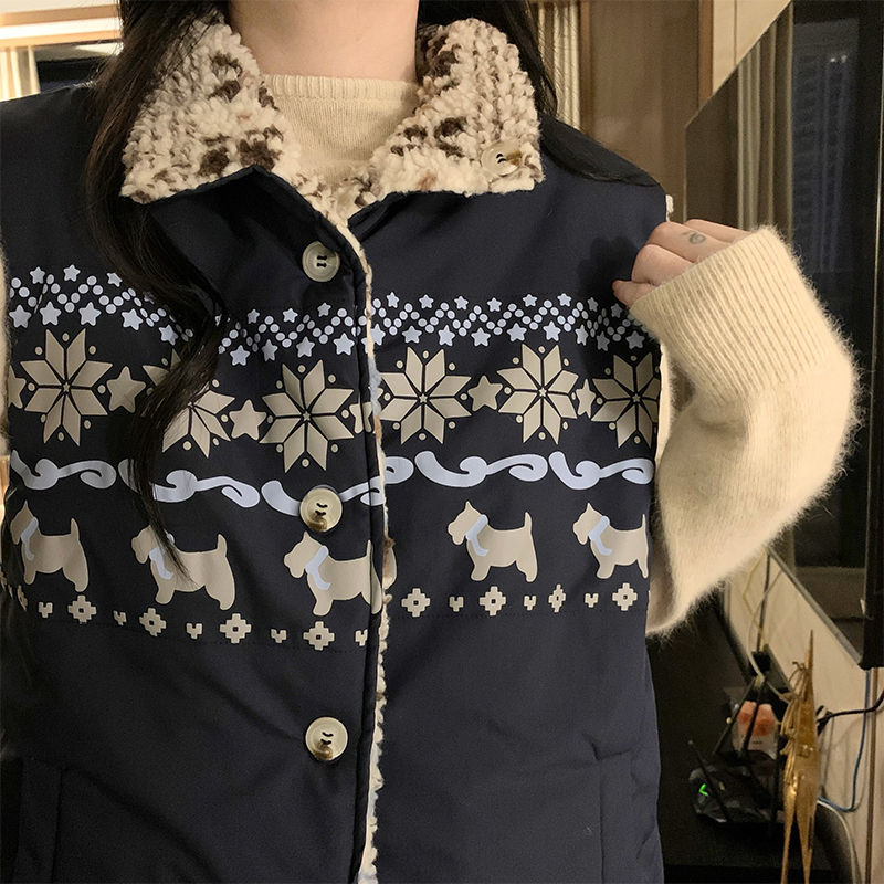 Winter lamb fur waistcoat wear thick coat