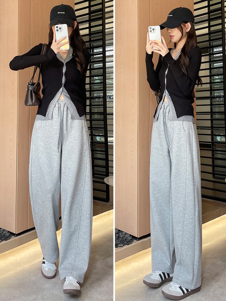 Sports high student pants autumn and winter straight sweatpants