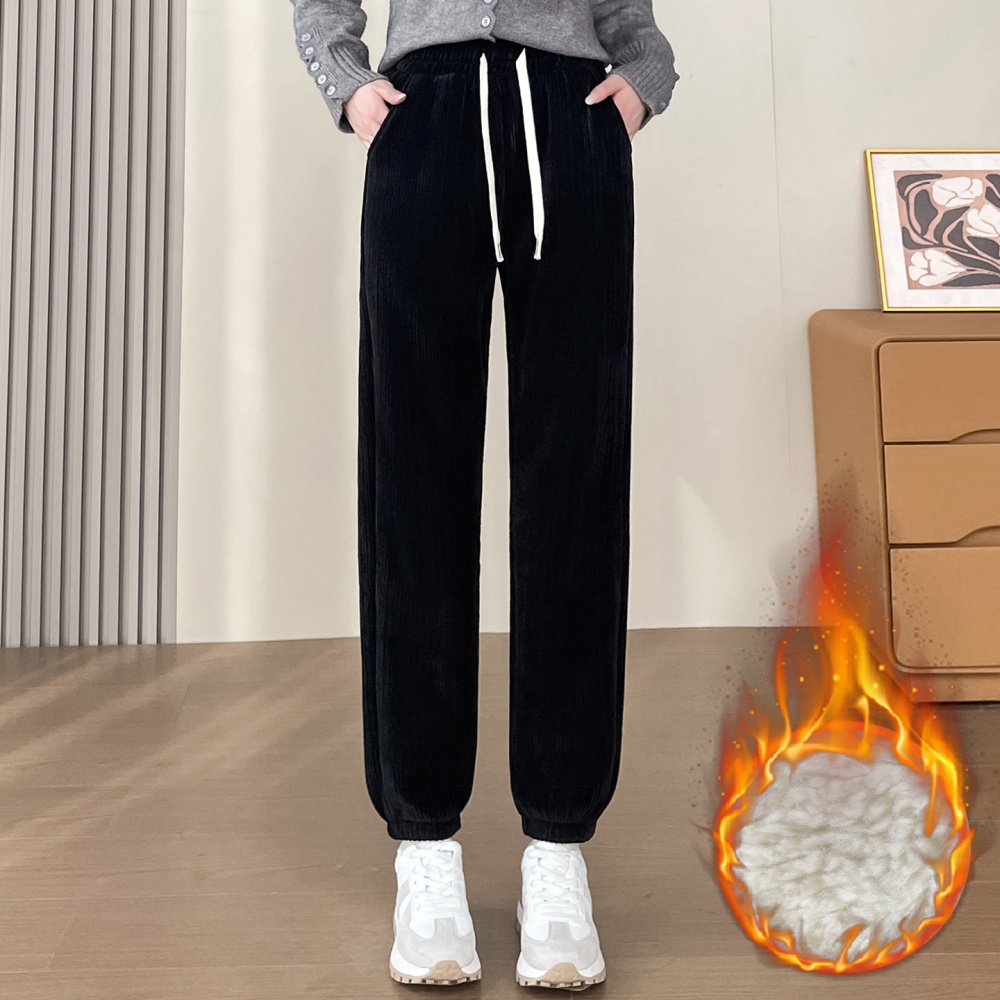 Thick large yard lamb fur sweatpants for women
