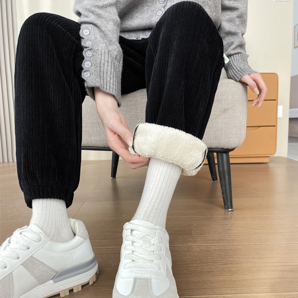 Thick large yard lamb fur sweatpants for women