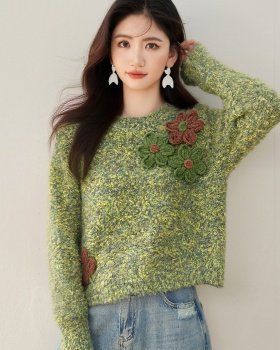 Autumn and winter stereoscopic sweater flowers coat