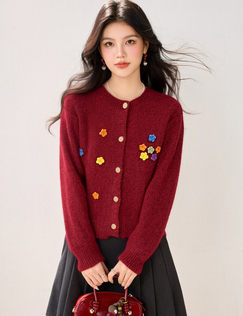 Lazy flowers tops unique loose sweater