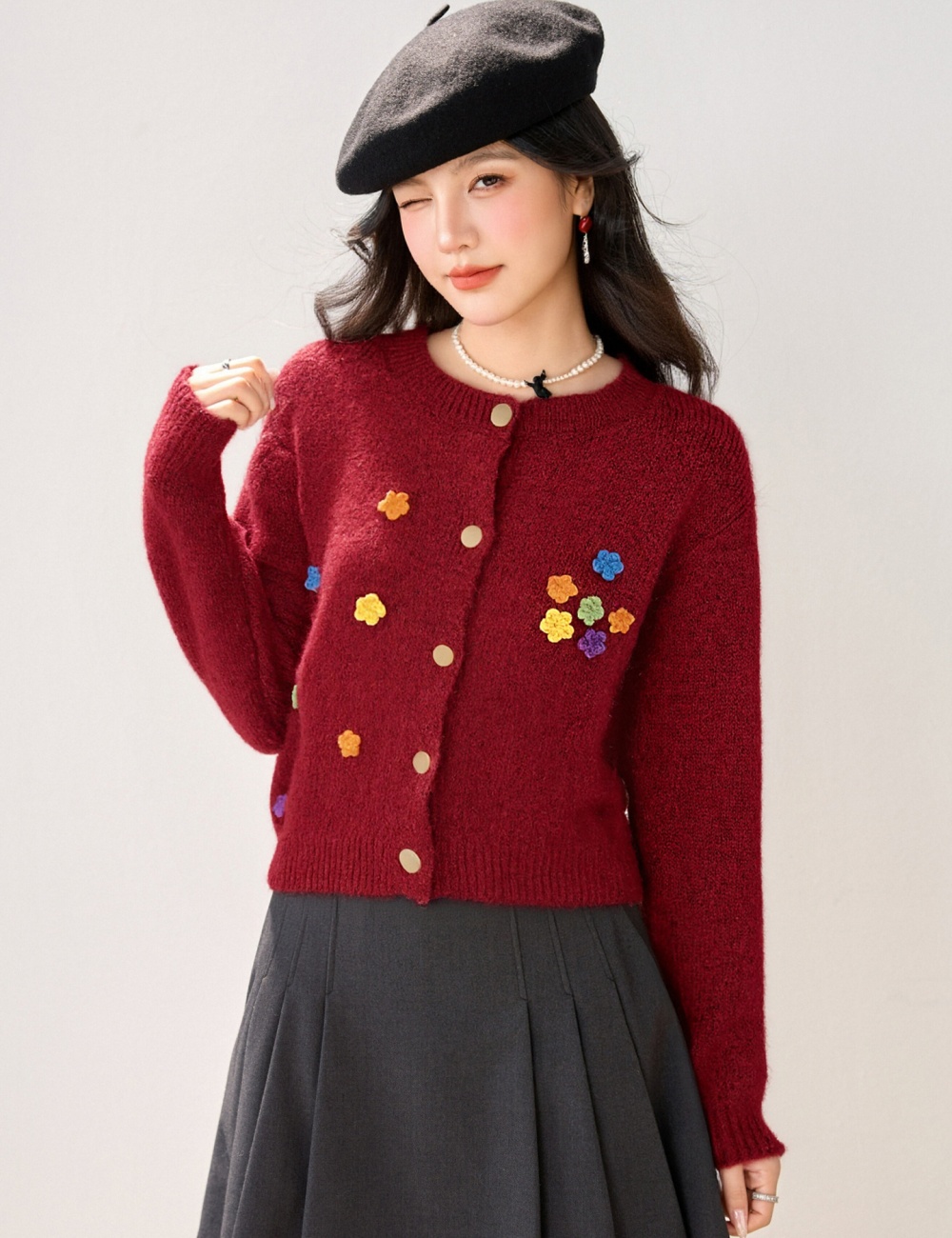 Lazy flowers tops unique loose sweater