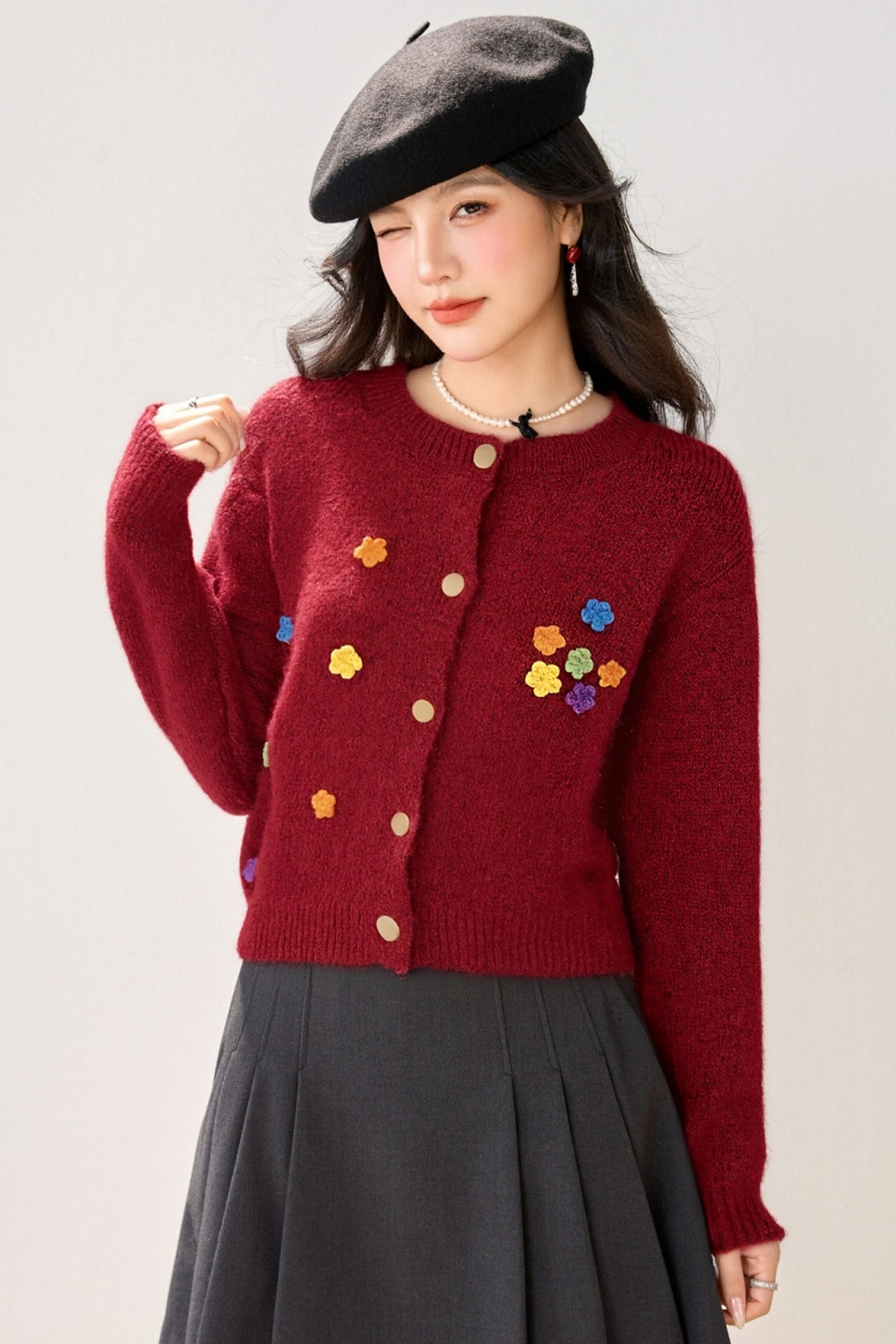 Lazy flowers tops unique loose sweater