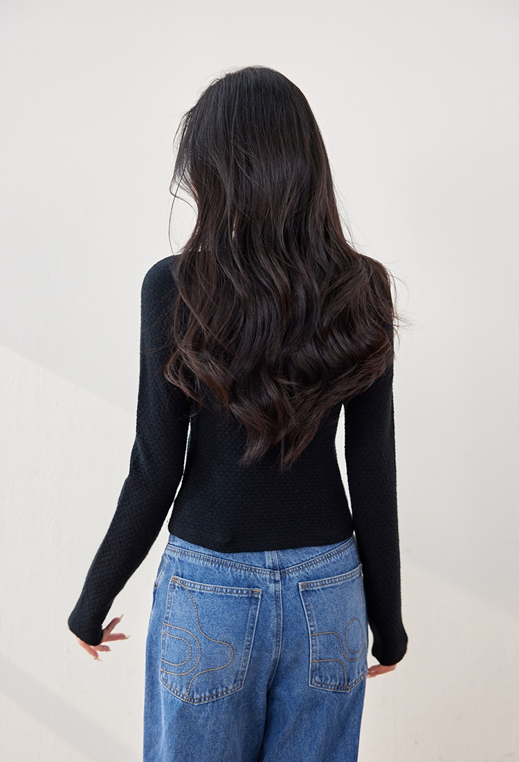 Slim Hepburn style retro sweater bow stripe tops