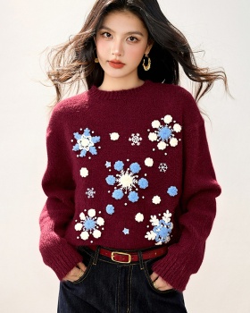 Show young all-match tops slim lazy sweater for women