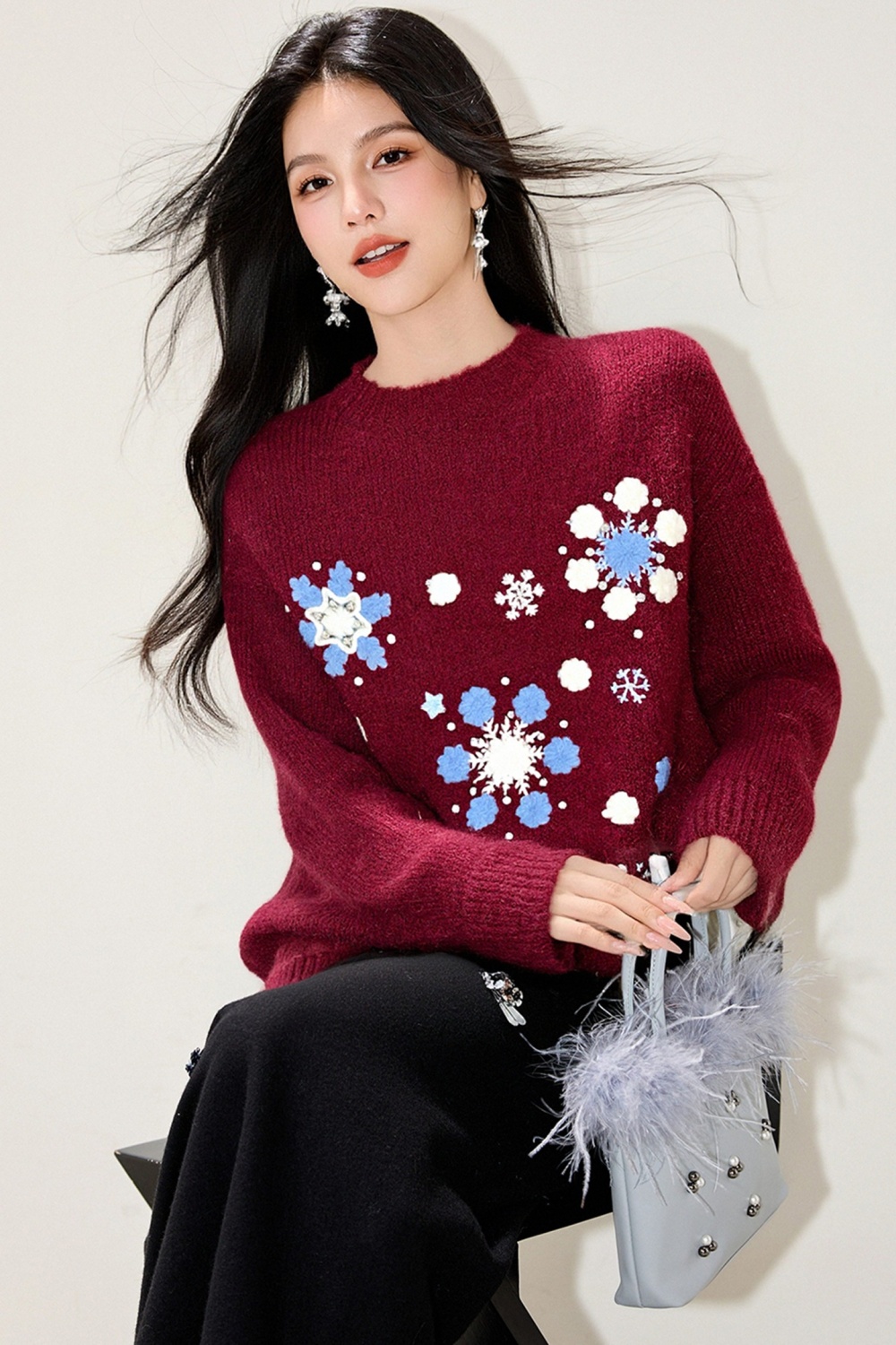 Show young all-match tops slim lazy sweater for women