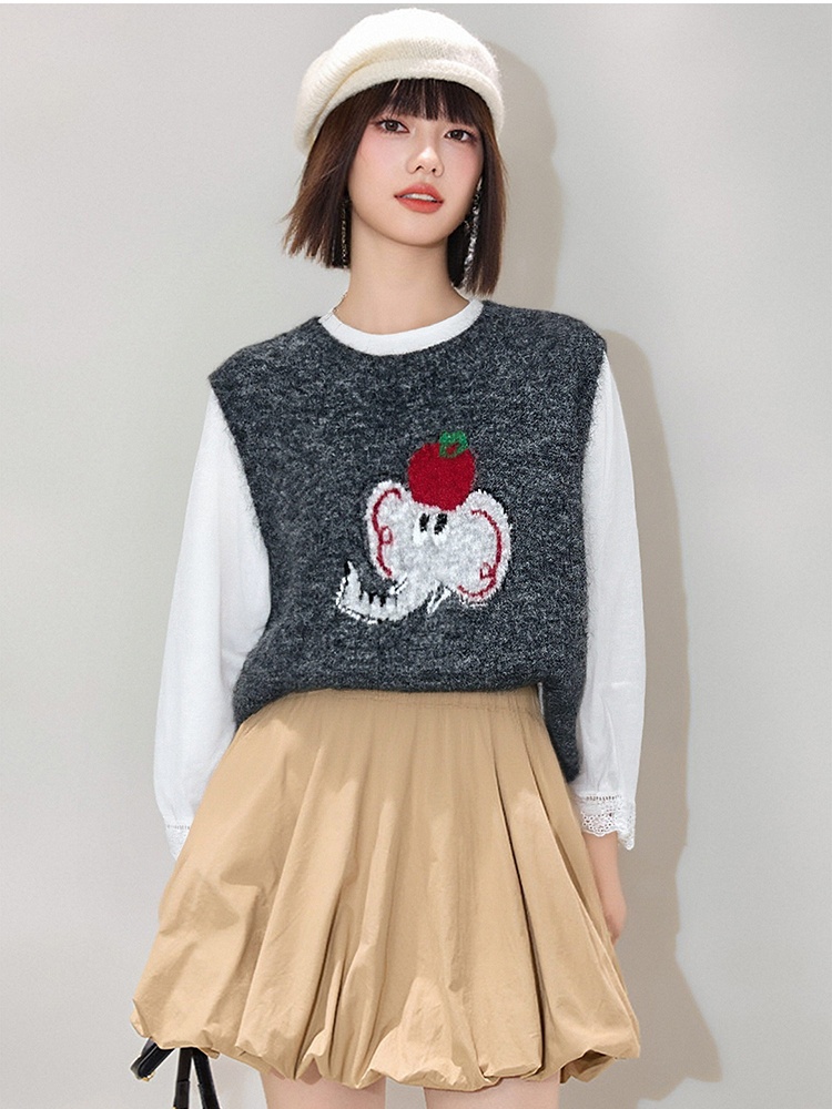 Thermal waistcoat knitted T-shirt 2pcs set for women