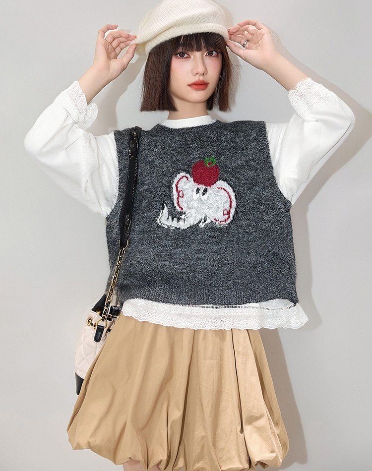 Thermal waistcoat knitted T-shirt 2pcs set for women