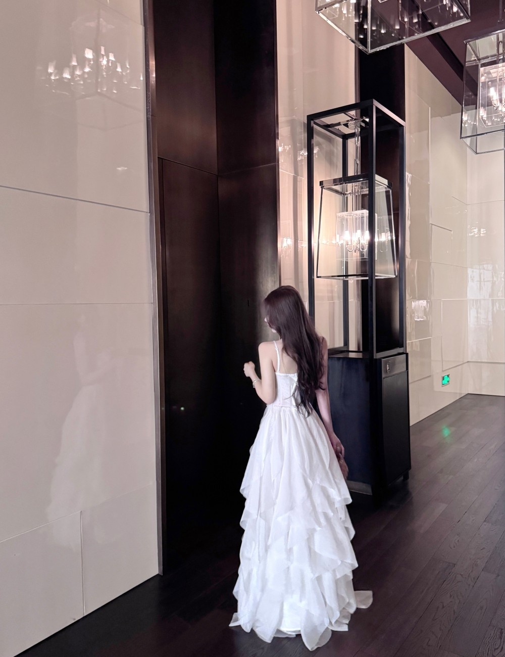 Ladies sling stereoscopic flowers pinched waist dress