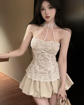 Sexy enticement puff skirt spring lace culottes a set for women