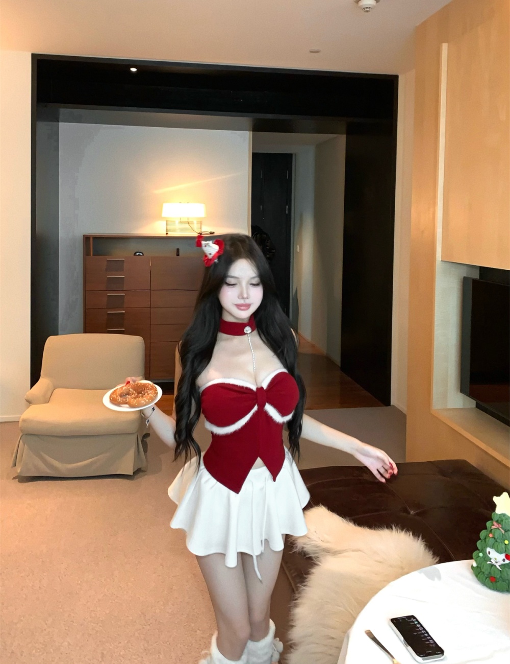 Scarf chain enticement wrapped chest christmas tops