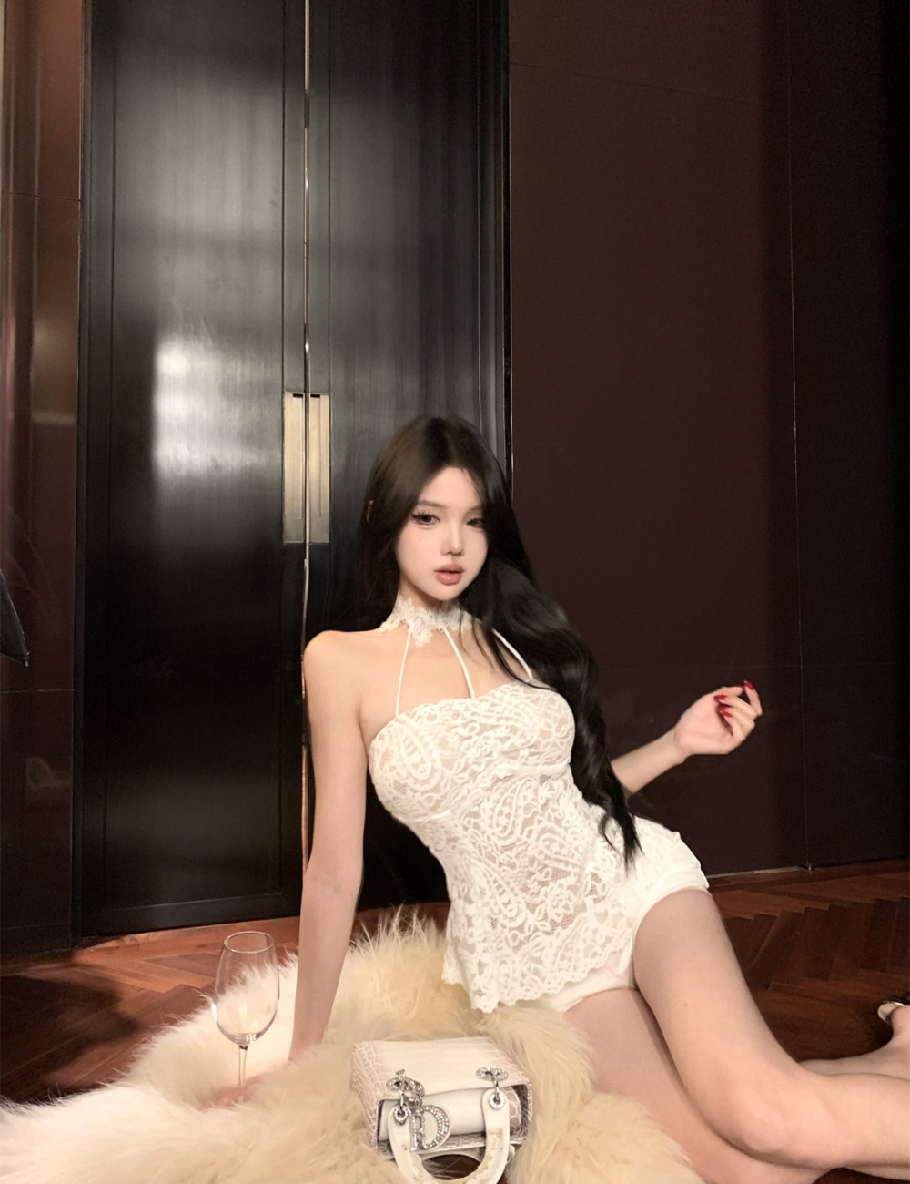 Slim halter sexy enticement lace tops for women