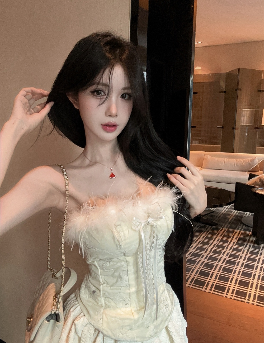 Elmo bow wrapped chest enticement embroidery tops