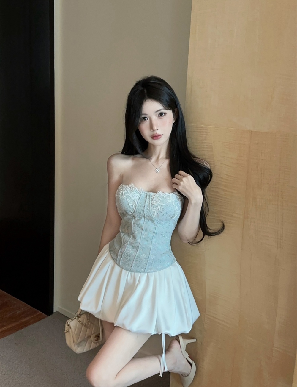 Colors jacquard lace tops wrapped chest enticement corset