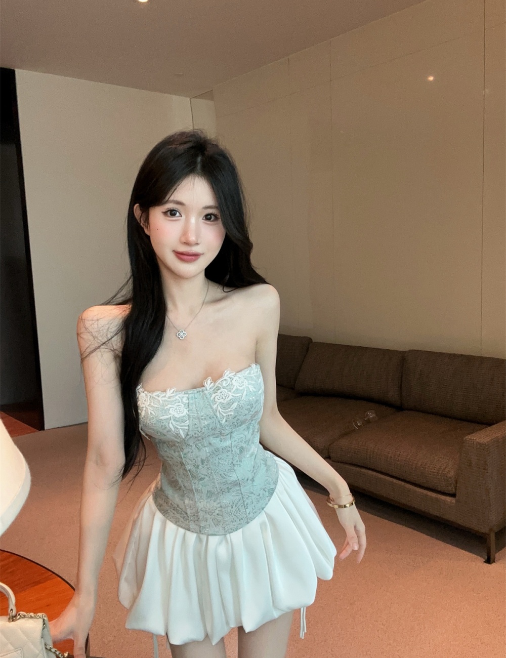 Colors jacquard lace tops wrapped chest enticement corset