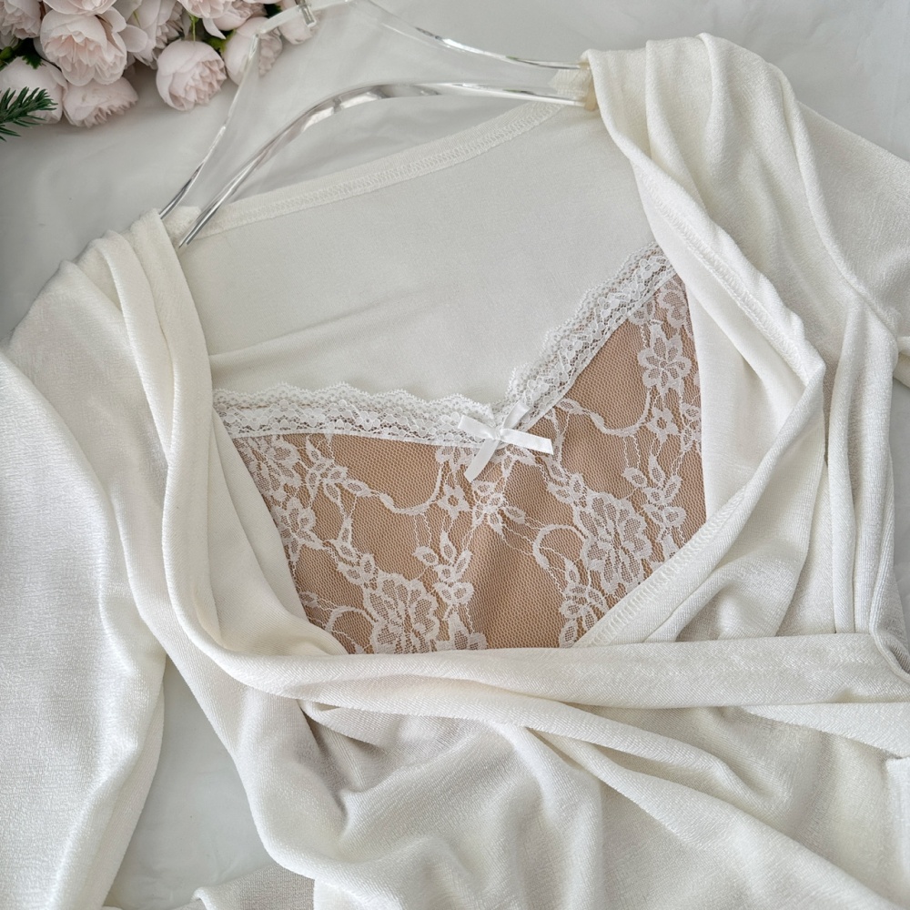 Pseudo-two enticement lace temperament dress