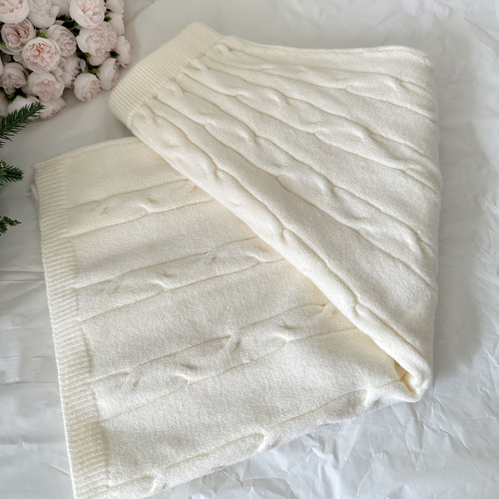 Twist white long skirt knitted temperament cardigan a set