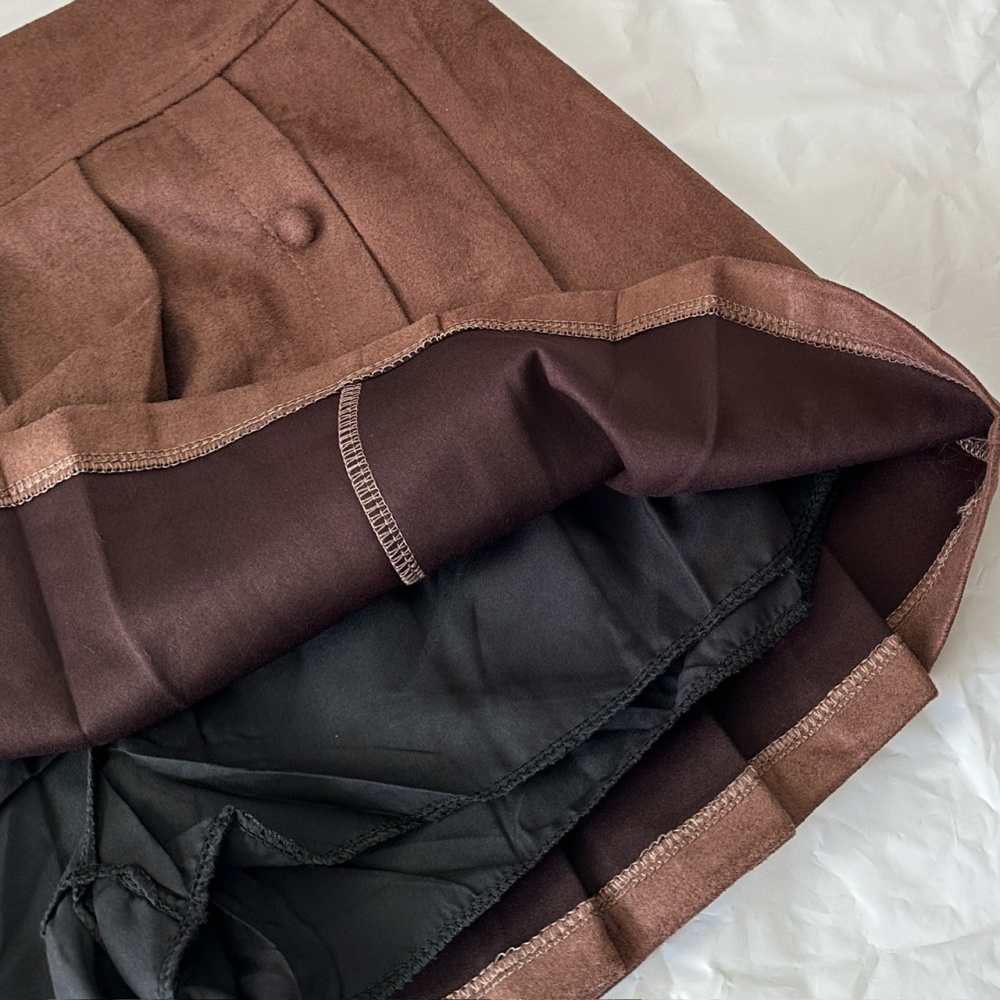 Suede skirt pleated short skirt