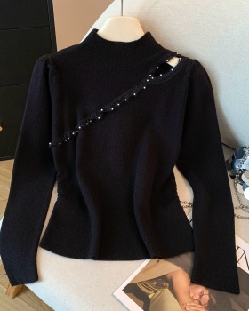 Splice bottoming bottoming shirt half high collar tops