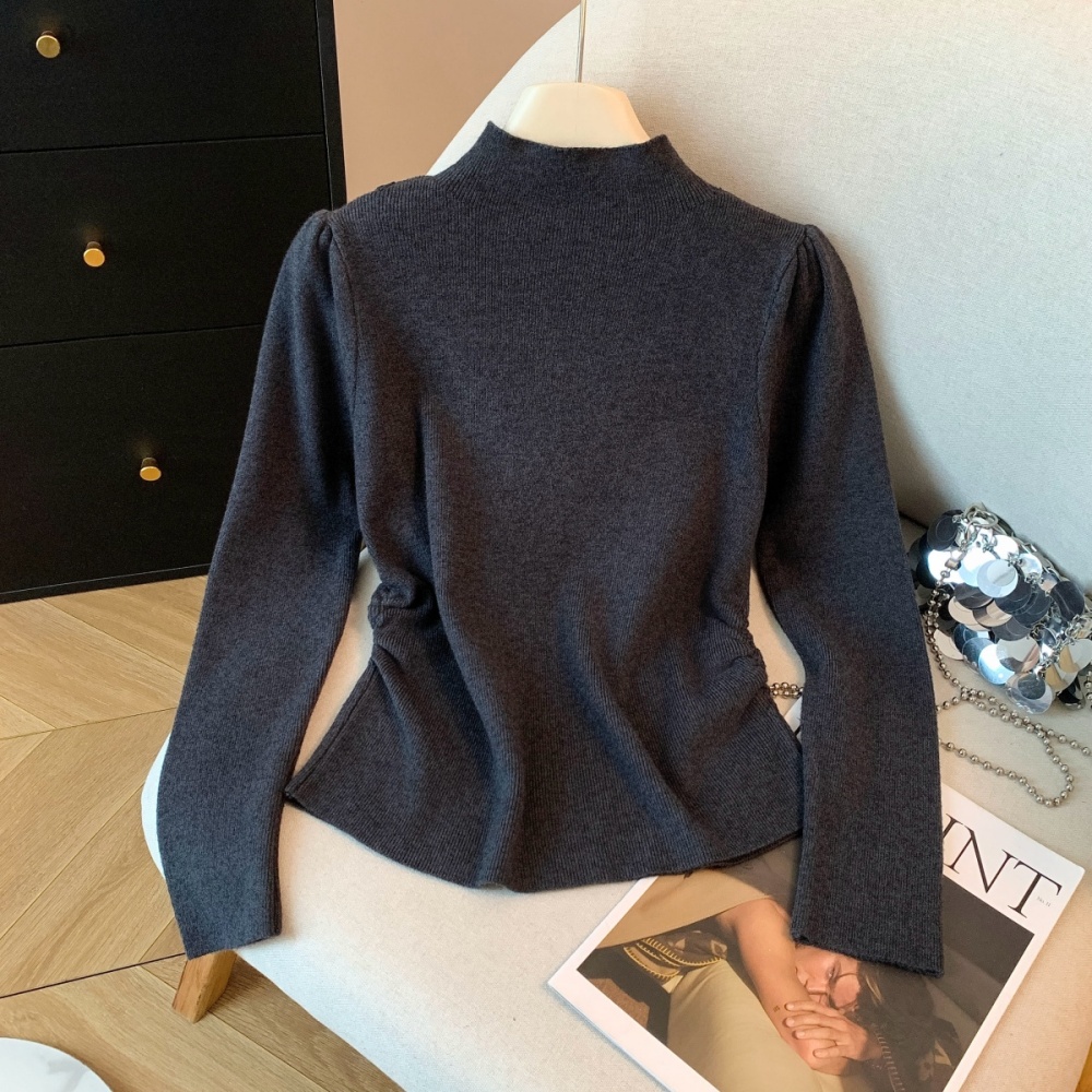 Splice bottoming bottoming shirt half high collar tops